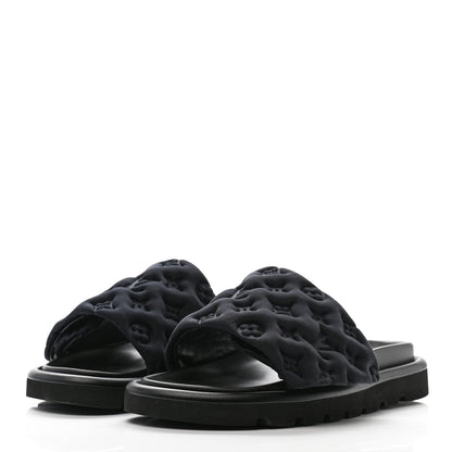 Louis Vuitton Technical Fabric Embossed Monogram Pool Pillow Comfort Mule 40 Black 4 of 8