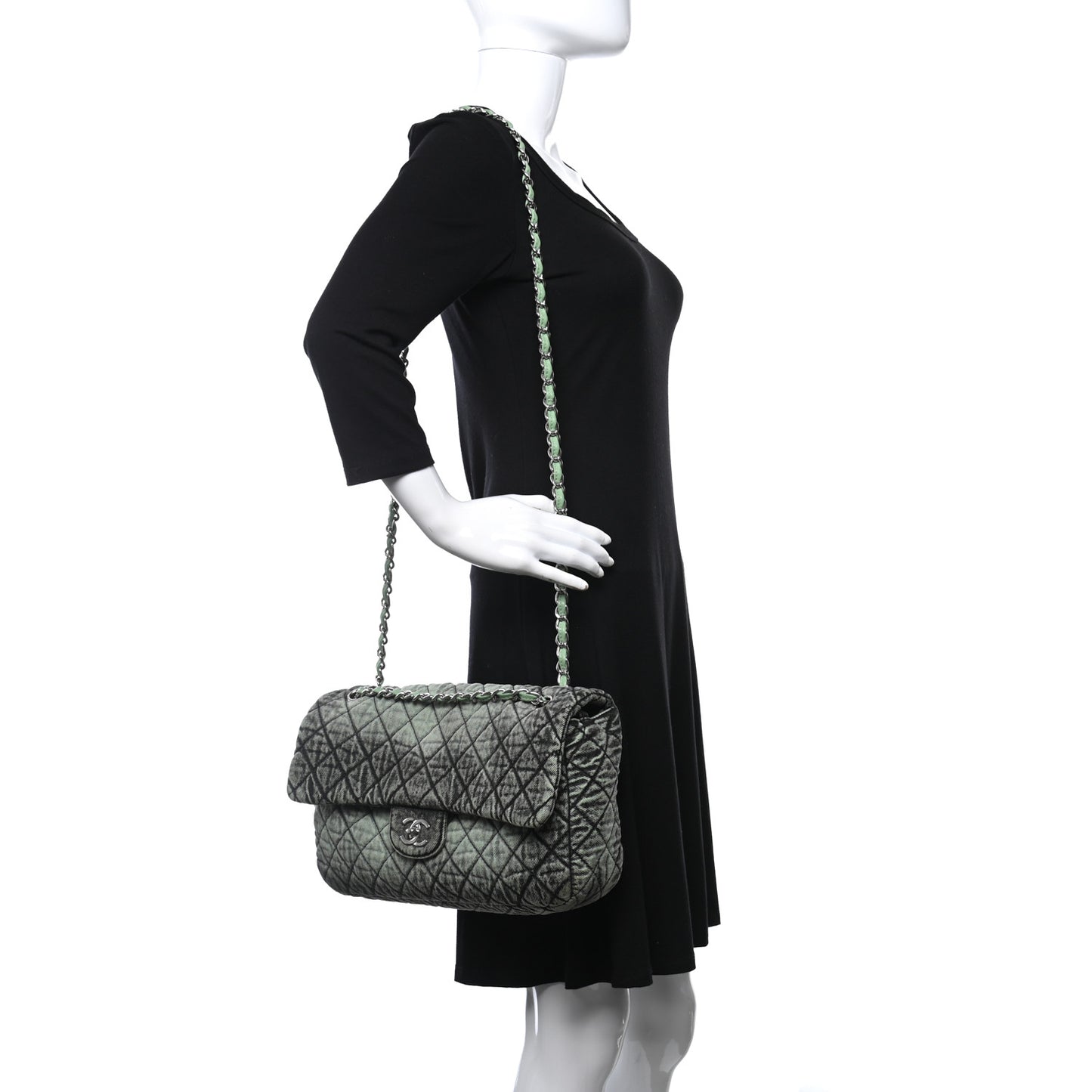 Denim Quilted Denimpression Flap Green Black