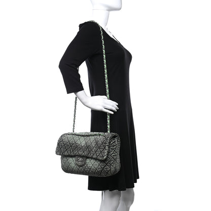 Chanel Denim Quilted Denimpression Flap Green Black 2 of 9