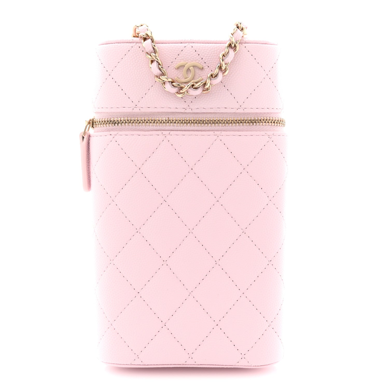 Chanel Caviar Quilted Phone Holder With Chain Light Pink 1 of 11