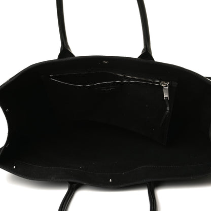 Saint Laurent Linen Calfskin Rive Gauche Tote Black 5 of 18