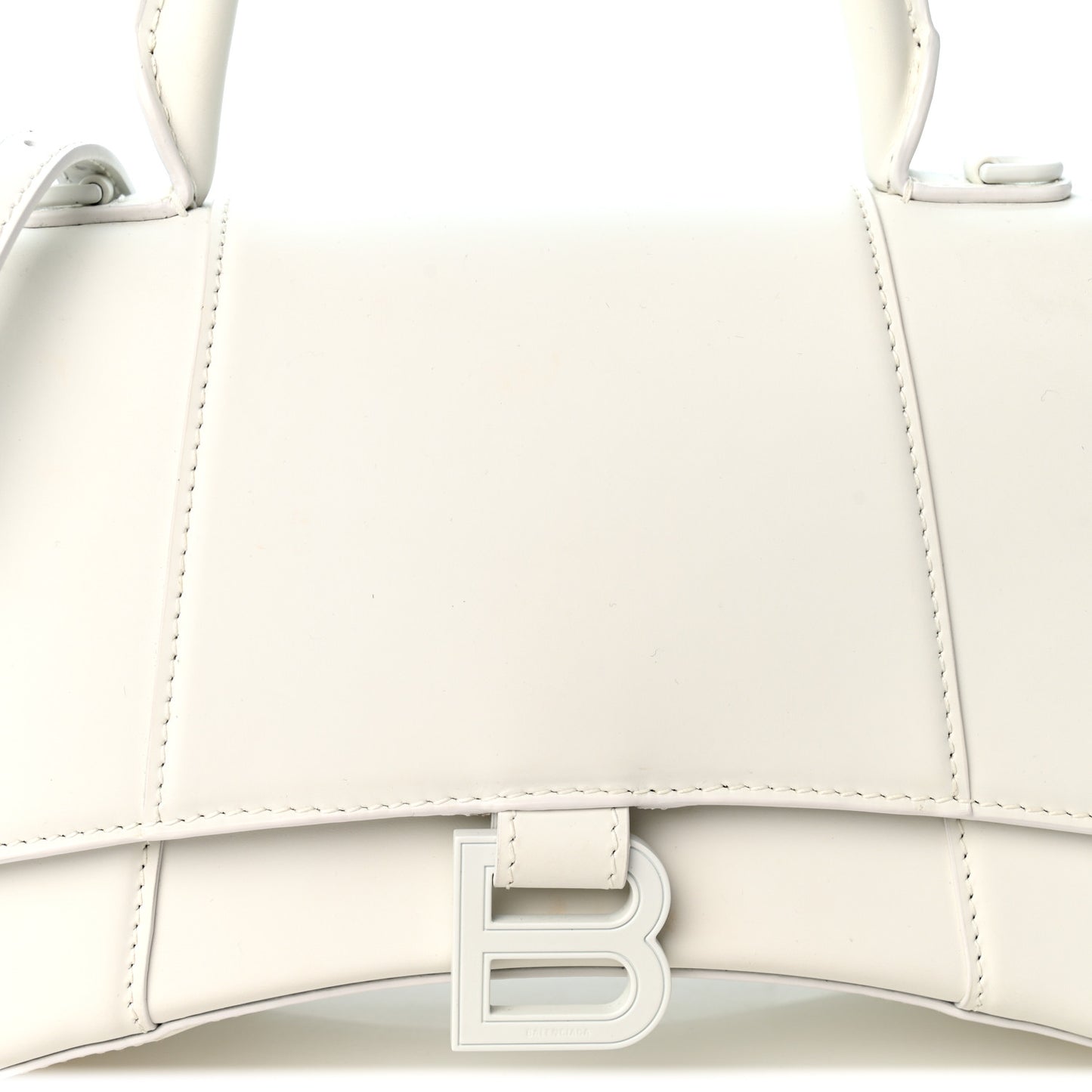 Matte Gummy Calfskin Small Hourglass Top Handle Bag Optic White