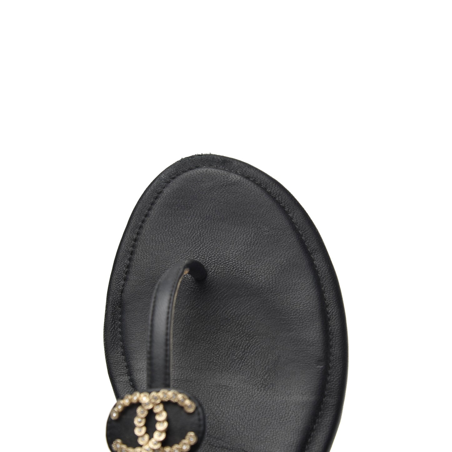 Lambskin CC Chain Thong Sandals 36 Black