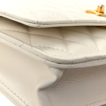 Chanel Shiny Calfskin Quilted Multicolor Top Handle Wallet On Chain WOC  White 14 of 15