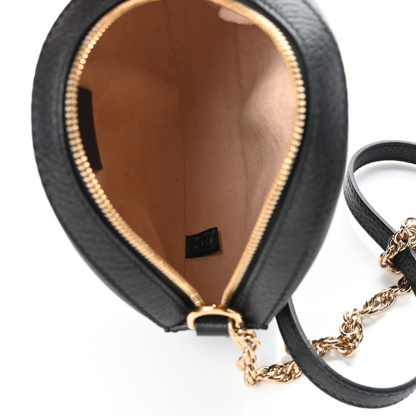 Grained Calfskin Web Mini Ophidia Round Shoulder Bag Black