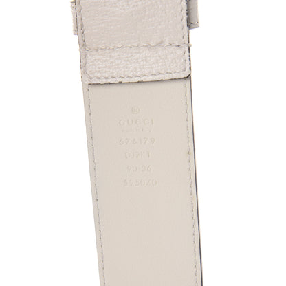Gucci Textured Dollar Calfskin Bees And Stars Print Womens 40mm Belt 90 36 Mystic White Gold 5 of 5