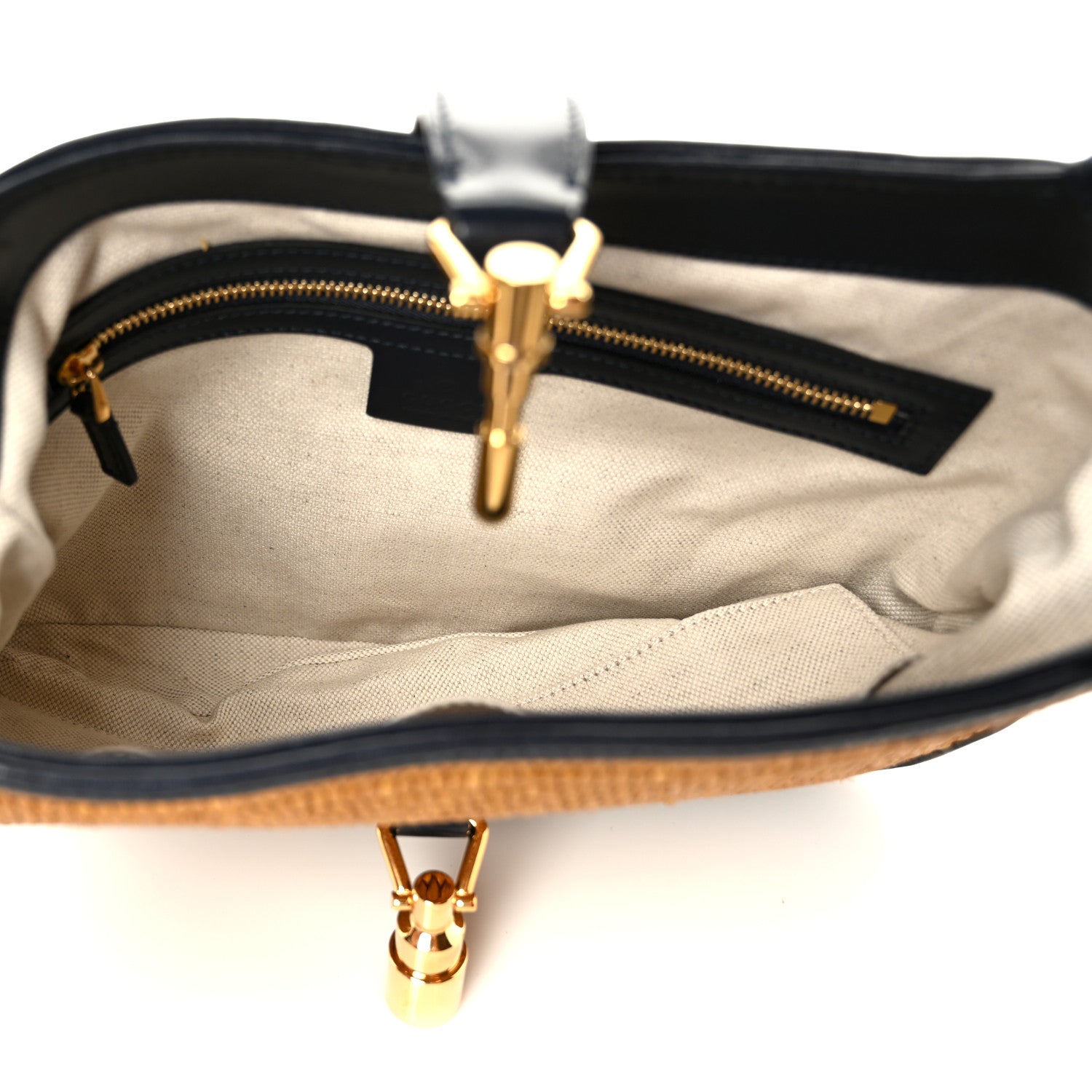 Gucci Straw Lux Boarded Dyana Lux Calfskin Small Jackie 1961 Hobo Natural Blue 5 of 11