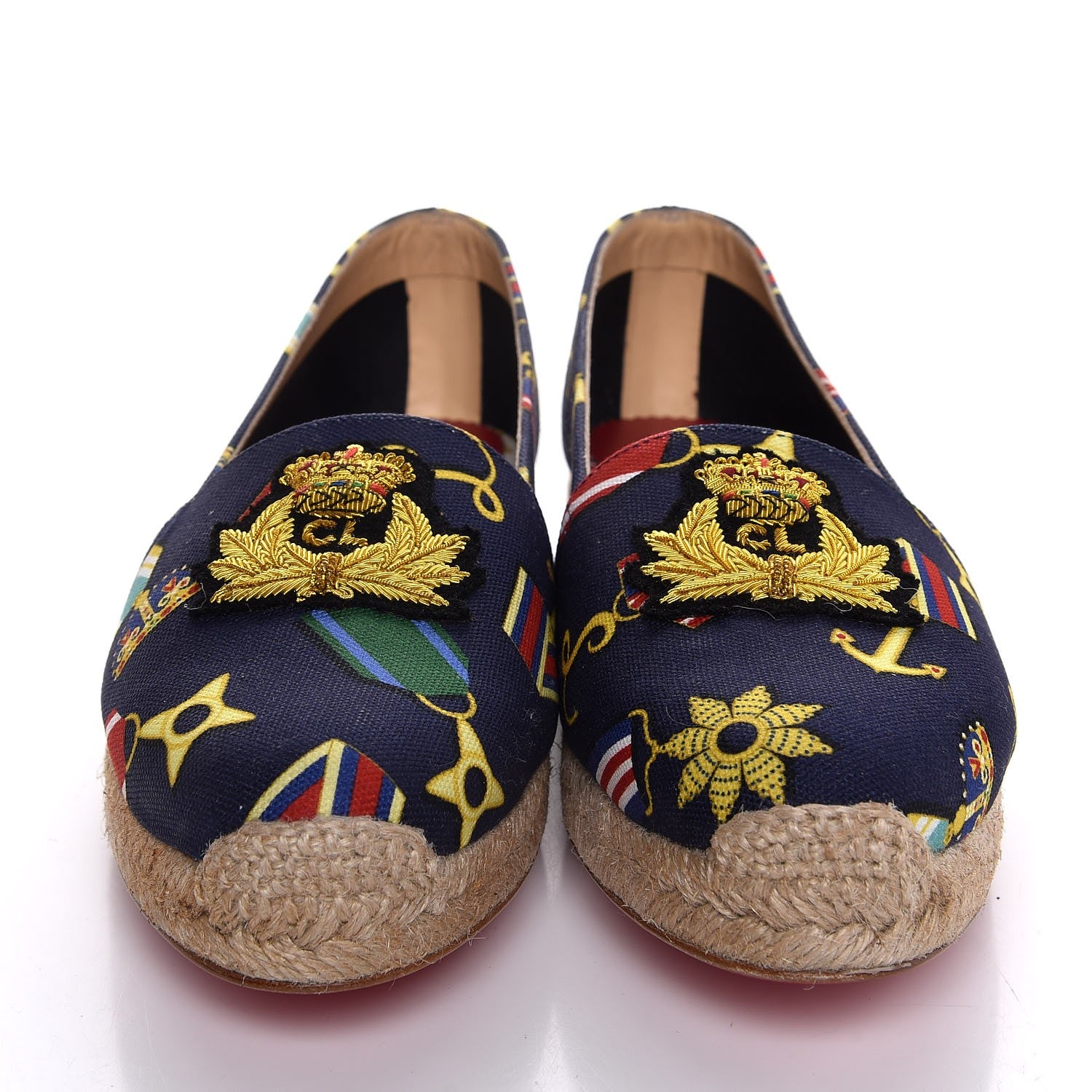Christian Louboutin Tissu Galia Flat Espadrille 40 Navy Gold 2 of 8