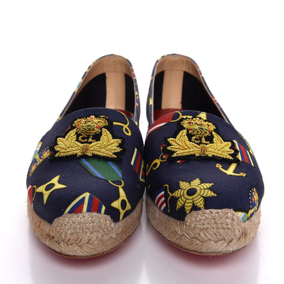 Christian Louboutin Tissu Galia Flat Espadrille 40 Navy Gold 2 of 8