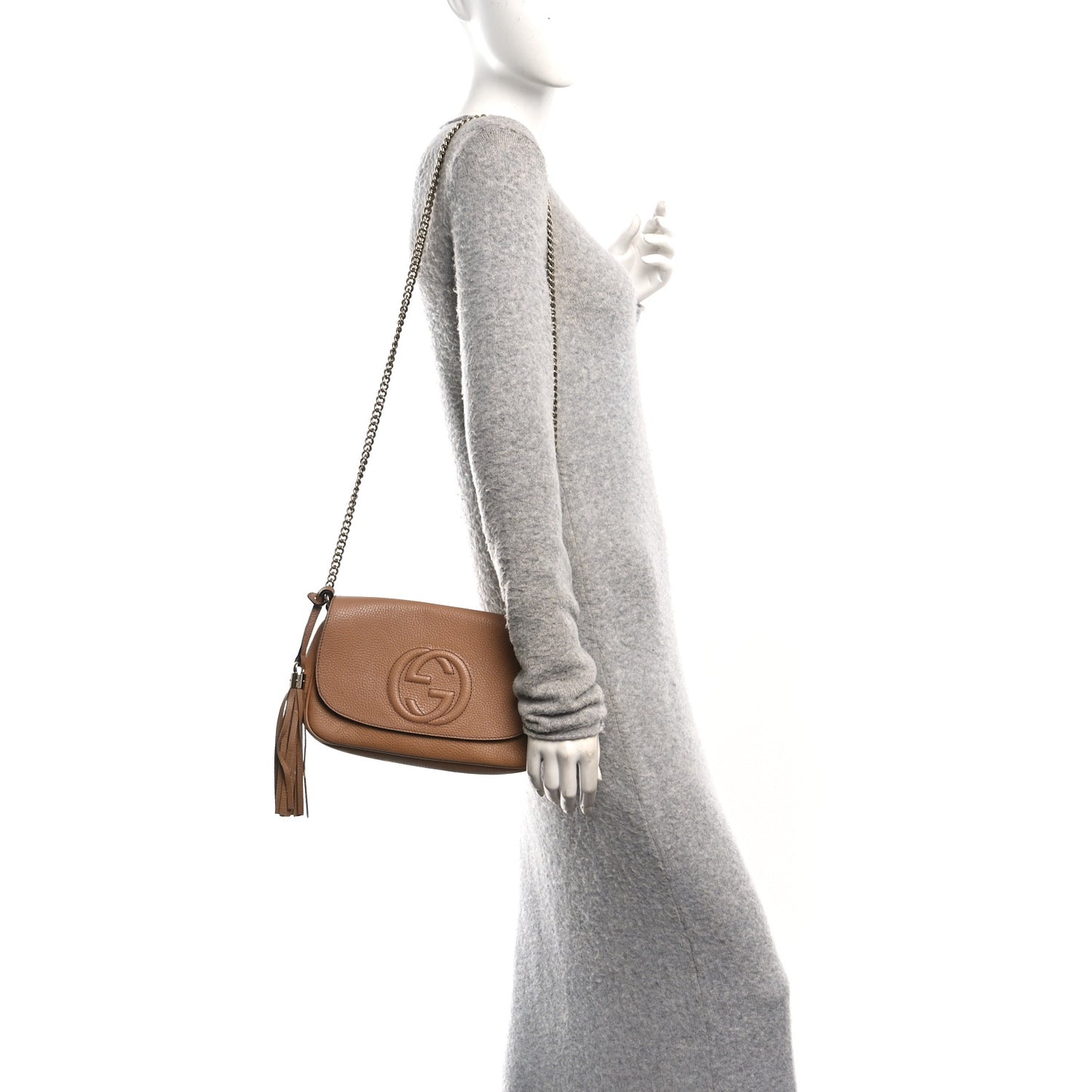 Pebbled Calfskin Medium Soho Flap Crossbody Camelia