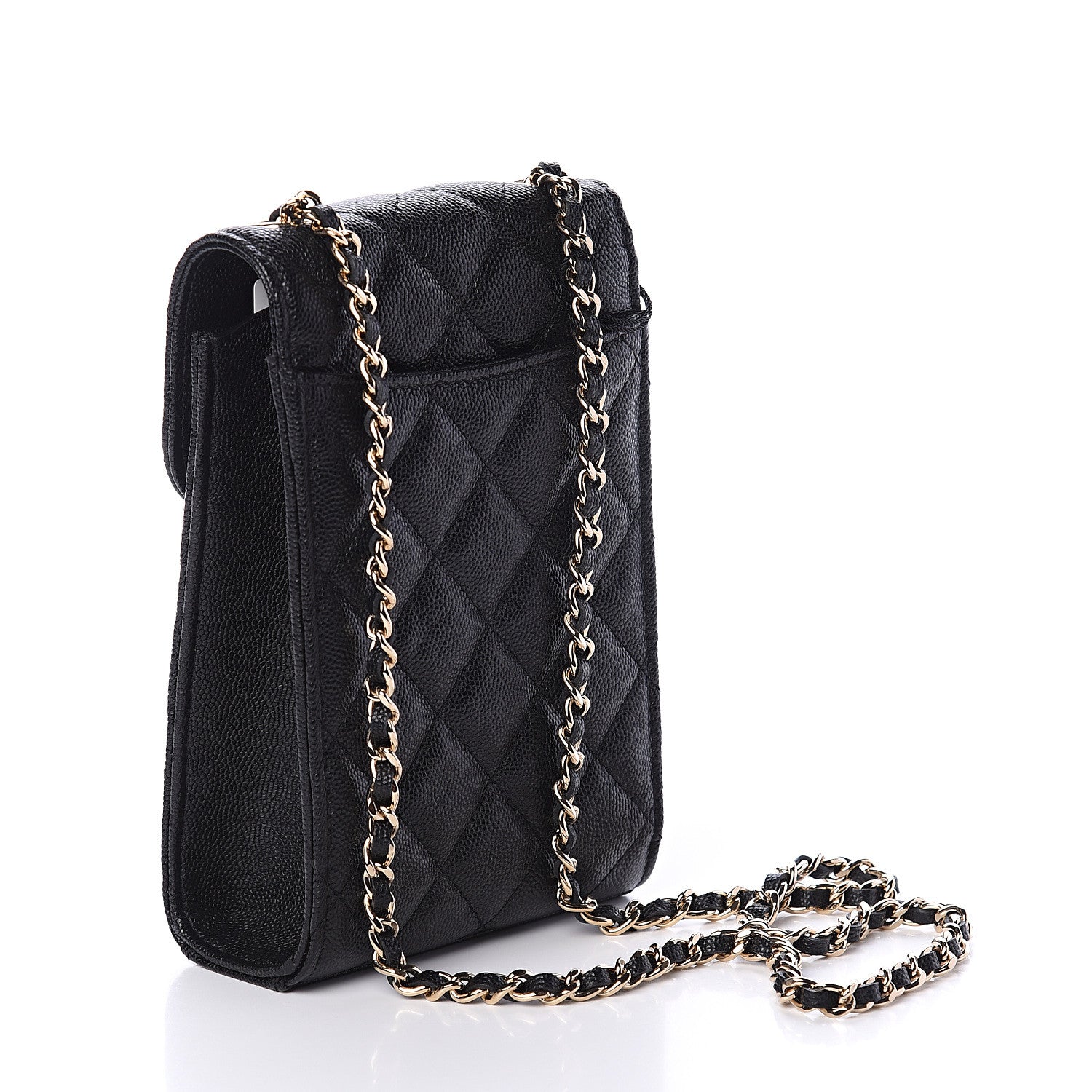 Chanel Caviar Quilted Phone Chain Clutch Black 2 of 10