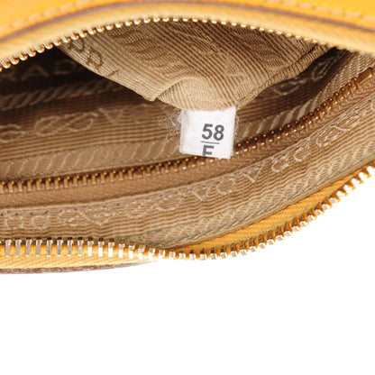 Prada Saffiano Bi-Color Wristlet Clutch Caramel Mimosa 8 of 8