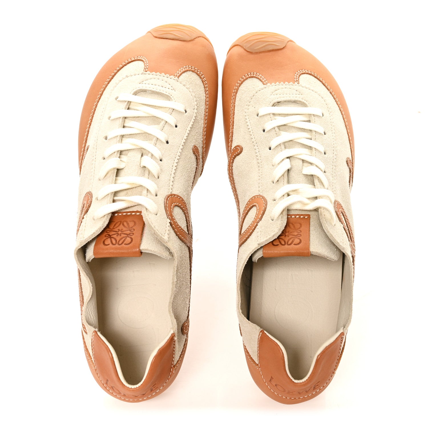Loewe Deerskin Calfskin Mens Ballet Runners 2.0 Sneakers  44 Soft White Tan 2 of 8