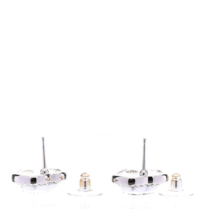 Chanel Pearl Crystal CC Heart Earrings Silver 4 of 5