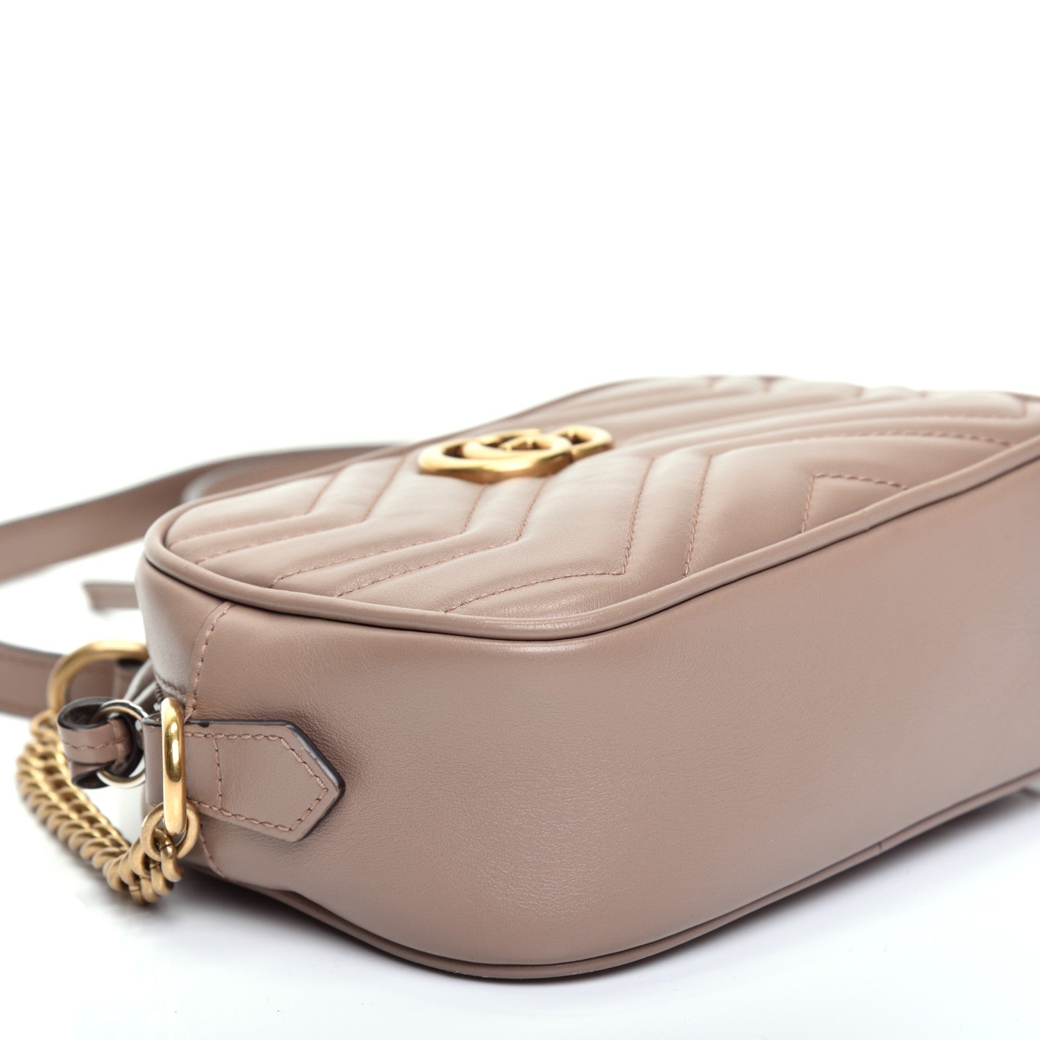 Gucci Calfskin Matelasse Mini GG Marmont Chain Shoulder Bag Porcelain Rose 6 of 13