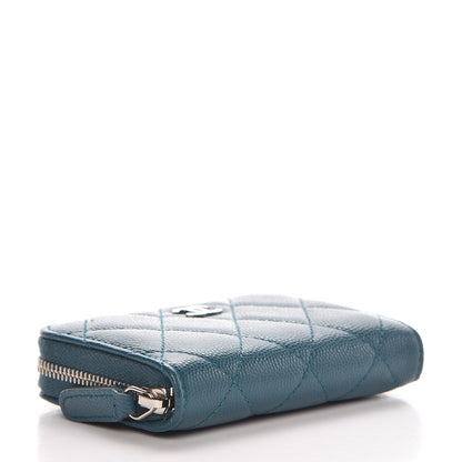 Chanel Caviar Quilted Zip Coin Purse Dark Green 3 of 8