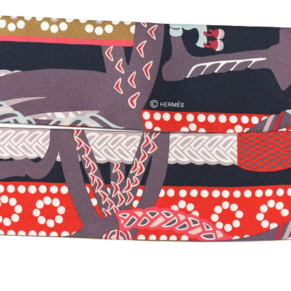 Hermes Silk Fantaisie D'Etriers Twilly Anthracite Corail 4 of 4