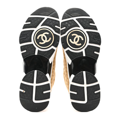 Chanel Nylon Suede Calfskin Printed CC Sneakers 42 Beige 5 of 9