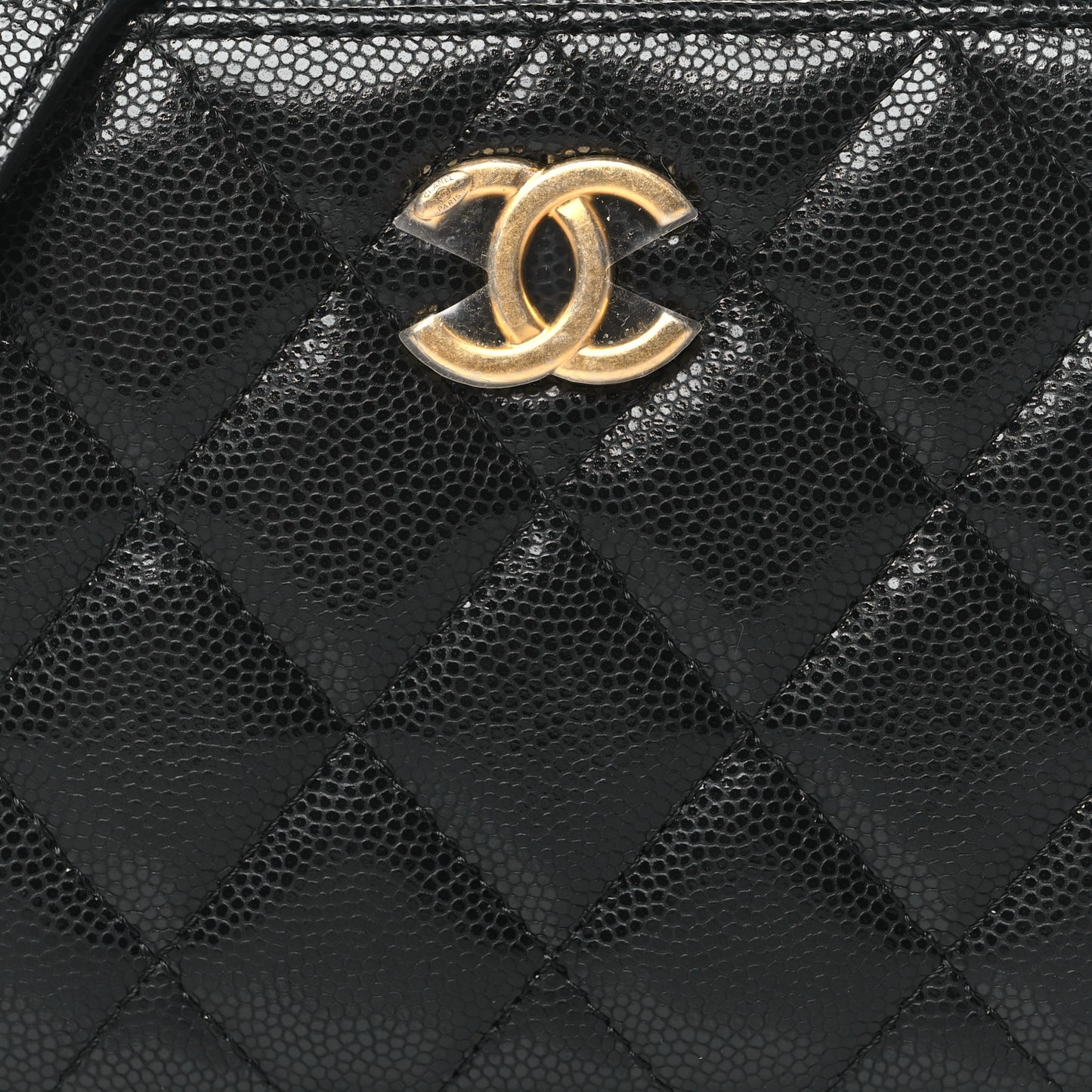 Caviar Quilted Twist Your Buttons Clutch With Chain Black