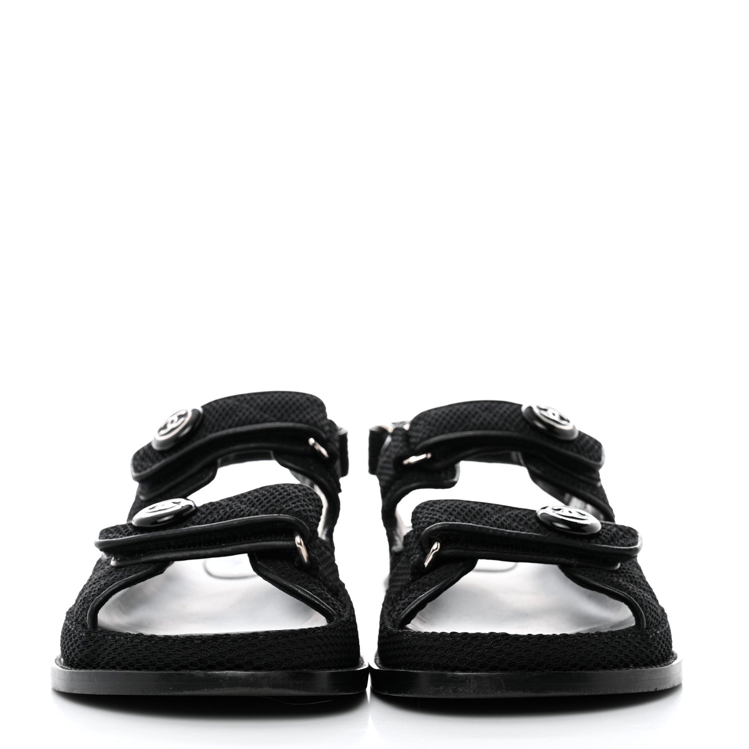 Chanel Fabric Velcro Dad Sandals 38 Black 2 of 9