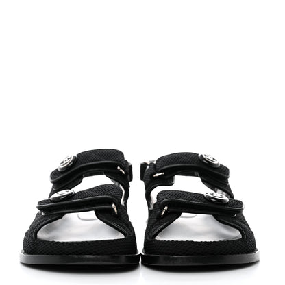 Chanel Fabric Velcro Dad Sandals 38 Black 2 of 9