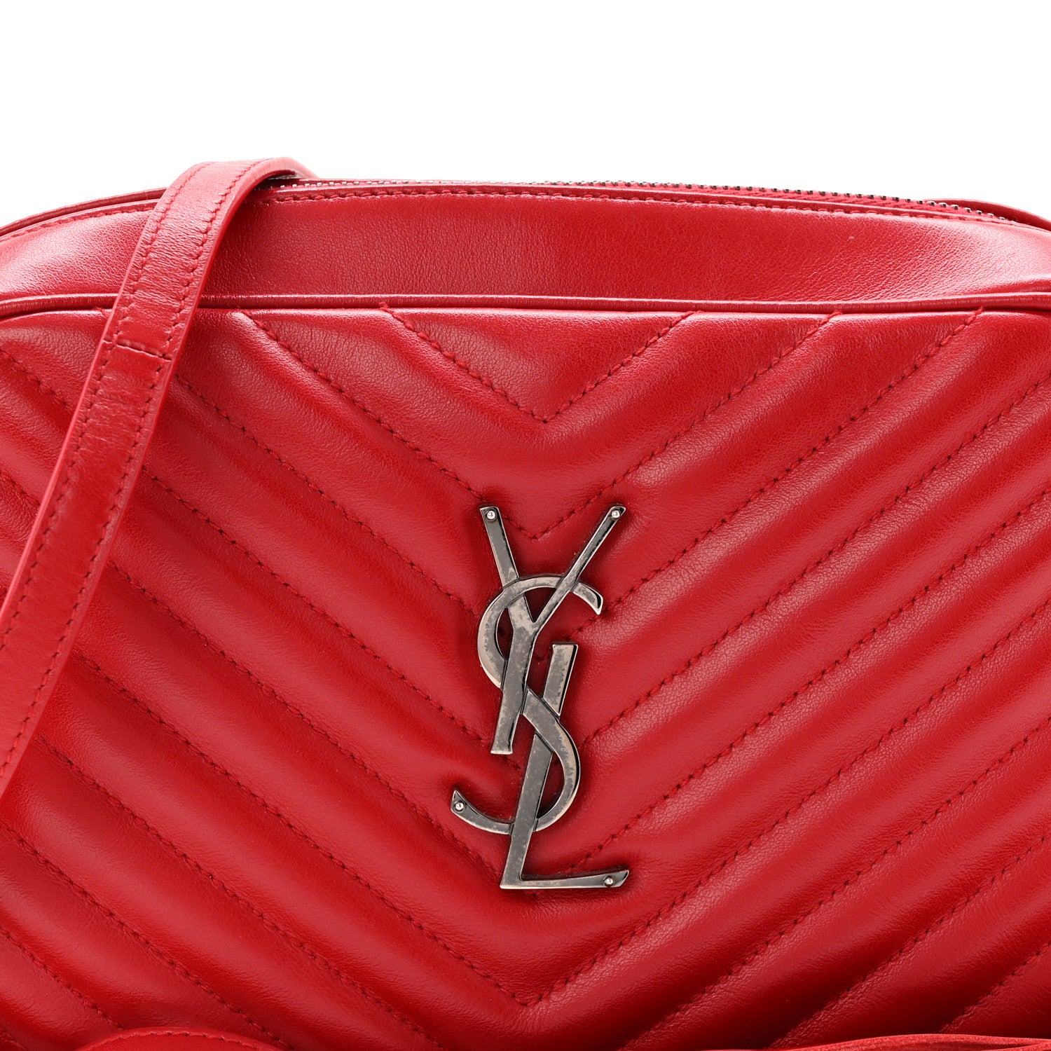 Saint Laurent Calfskin Matelasse Monogram Lou Camera Bag Rouge Eros 8 of 11