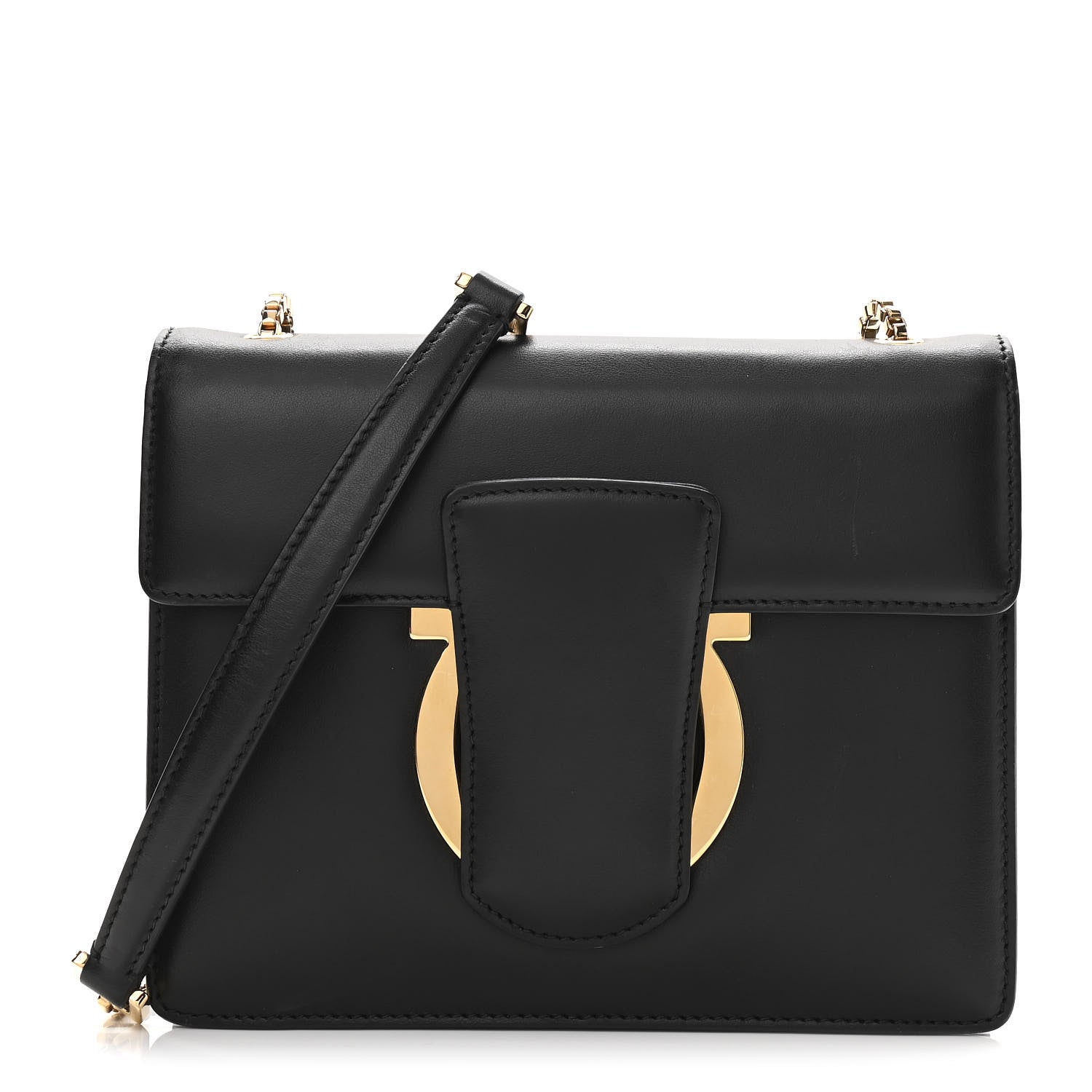 Salvatore Ferragamo Calfskin Thalia Flap Shoulder Bag Black 1 of 10