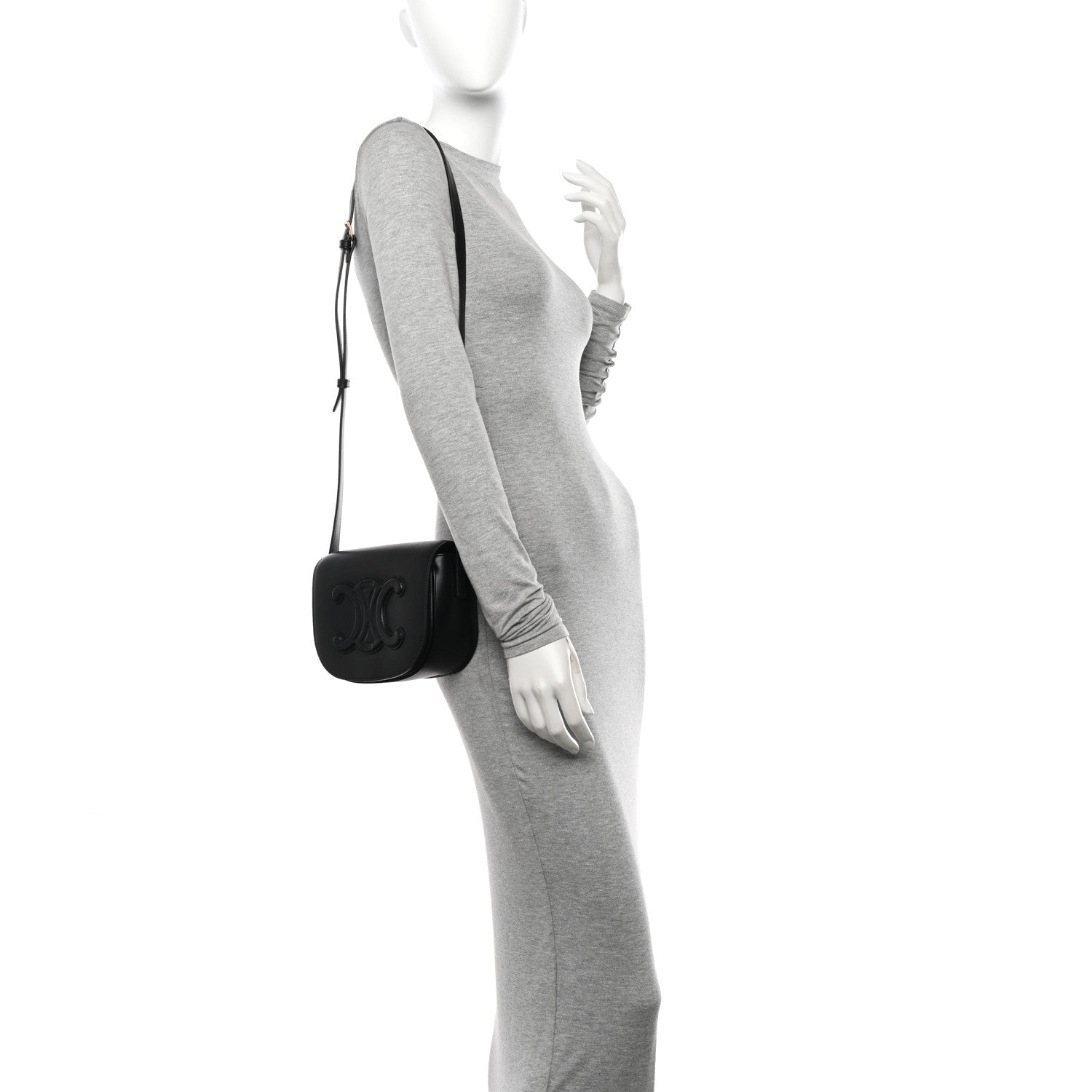 Celine Smooth Calfskin Cuir Triomphe Folco Crossbody Bag Black 3 of 10