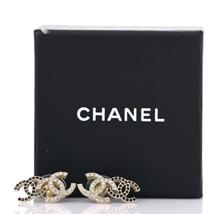Chanel Crystal Double CC Earrings Gold Black 5 of 5