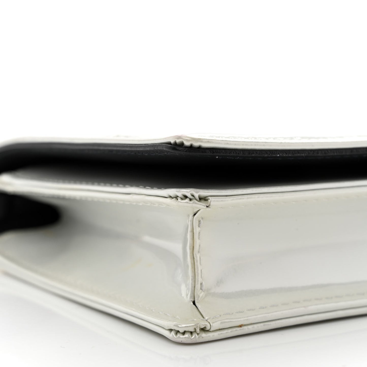 Patent Micro-Cannage Diorama Wallet on Chain Pouch White