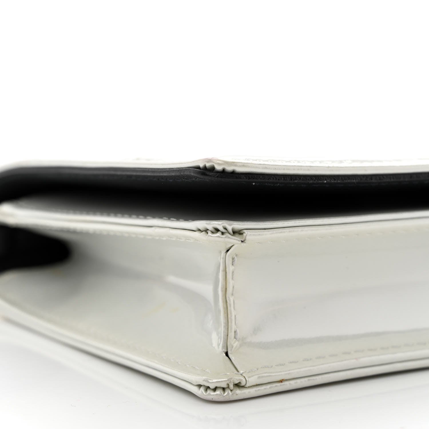 Christian Dior Patent Micro-Cannage Diorama Wallet on Chain Pouch White 9 of 11
