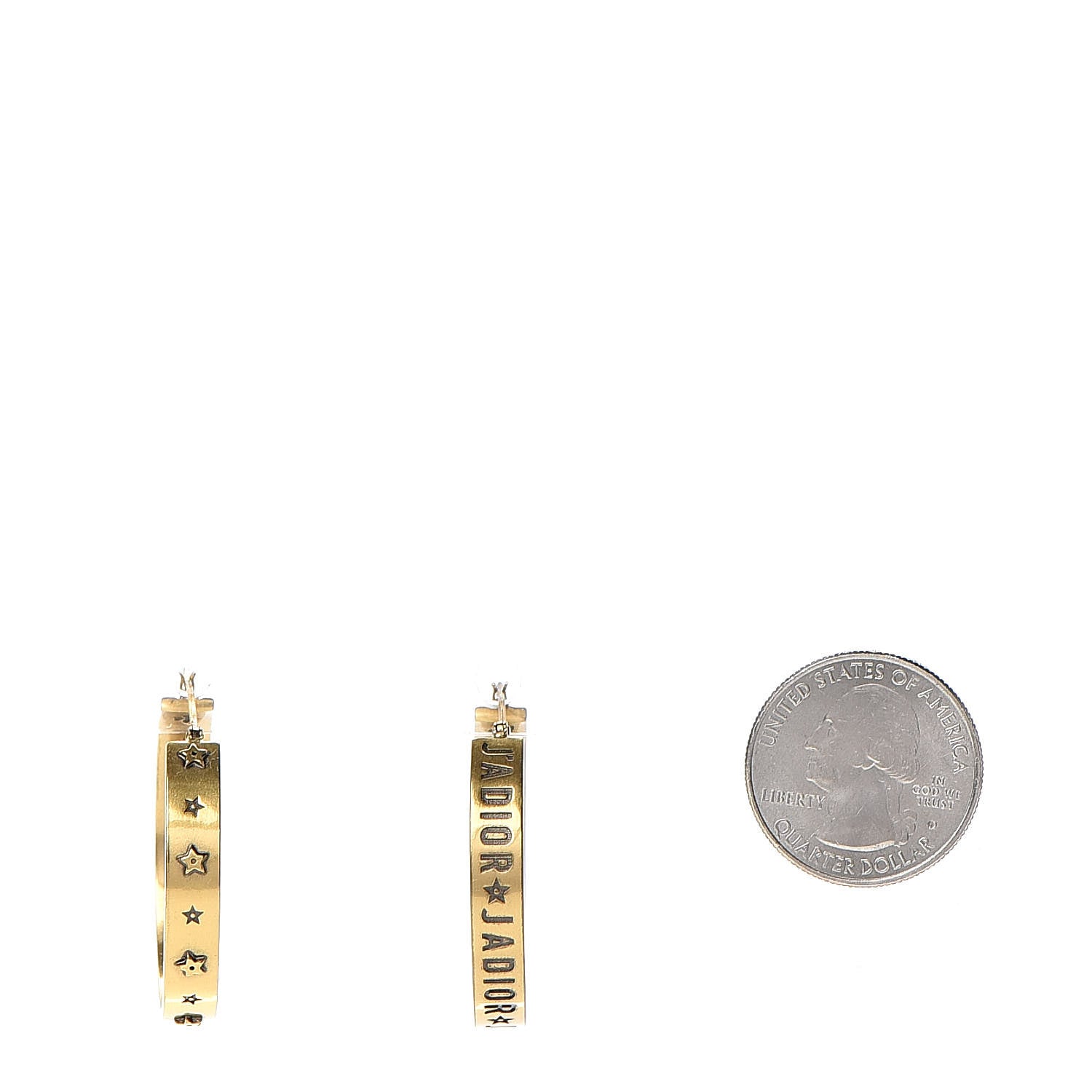 Christian Dior Metal J'Adior Star Hoop Earrings Aged Gold 2 of 5