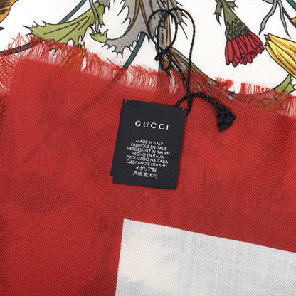 Gucci Silk Flora Gothic Square Scarf Ivory Red 3 of 4