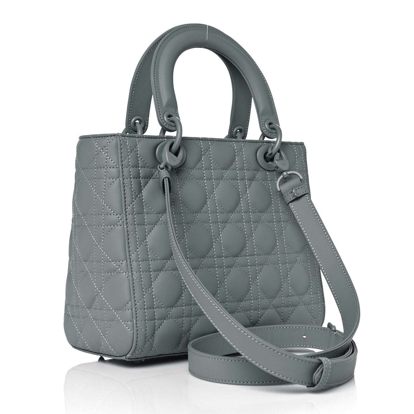 Ultra Matte Calfskin Cannage Medium Lady Dior Grey Stone