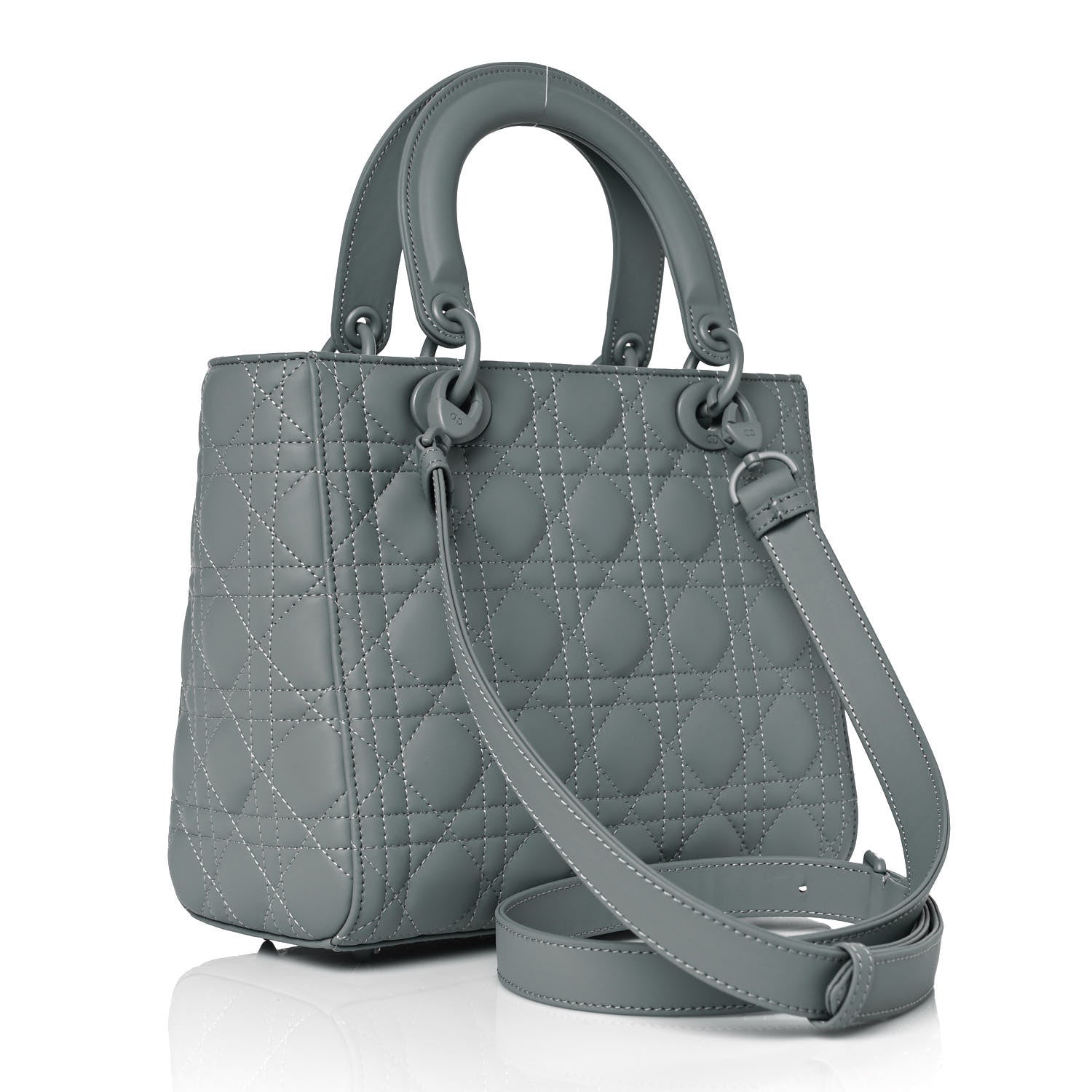 Christian Dior Ultra Matte Calfskin Cannage Medium Lady Dior Grey Stone 3 of 9