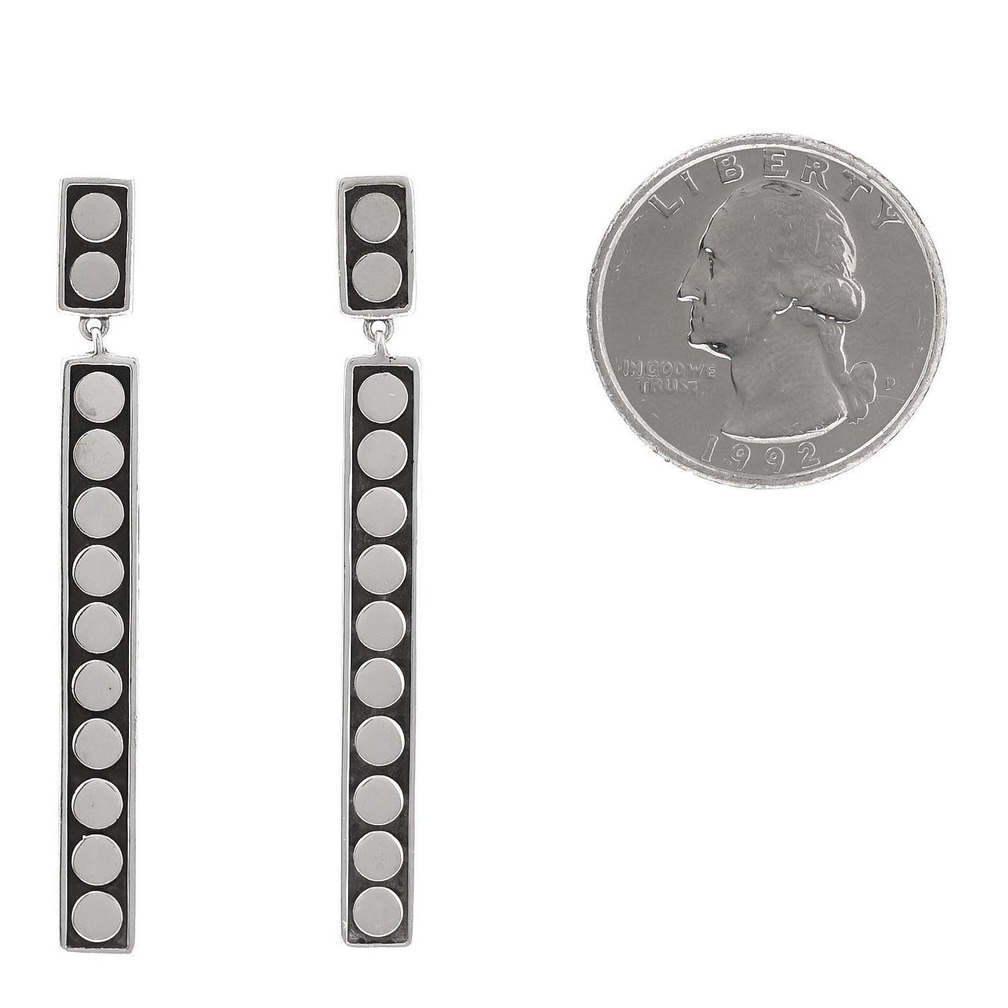 Sterling Silver Linear Dot Earrings
