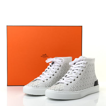 Hermes Perforated Calfskin Mens Clap High Top Sneakers 41.5 White 9 of 9