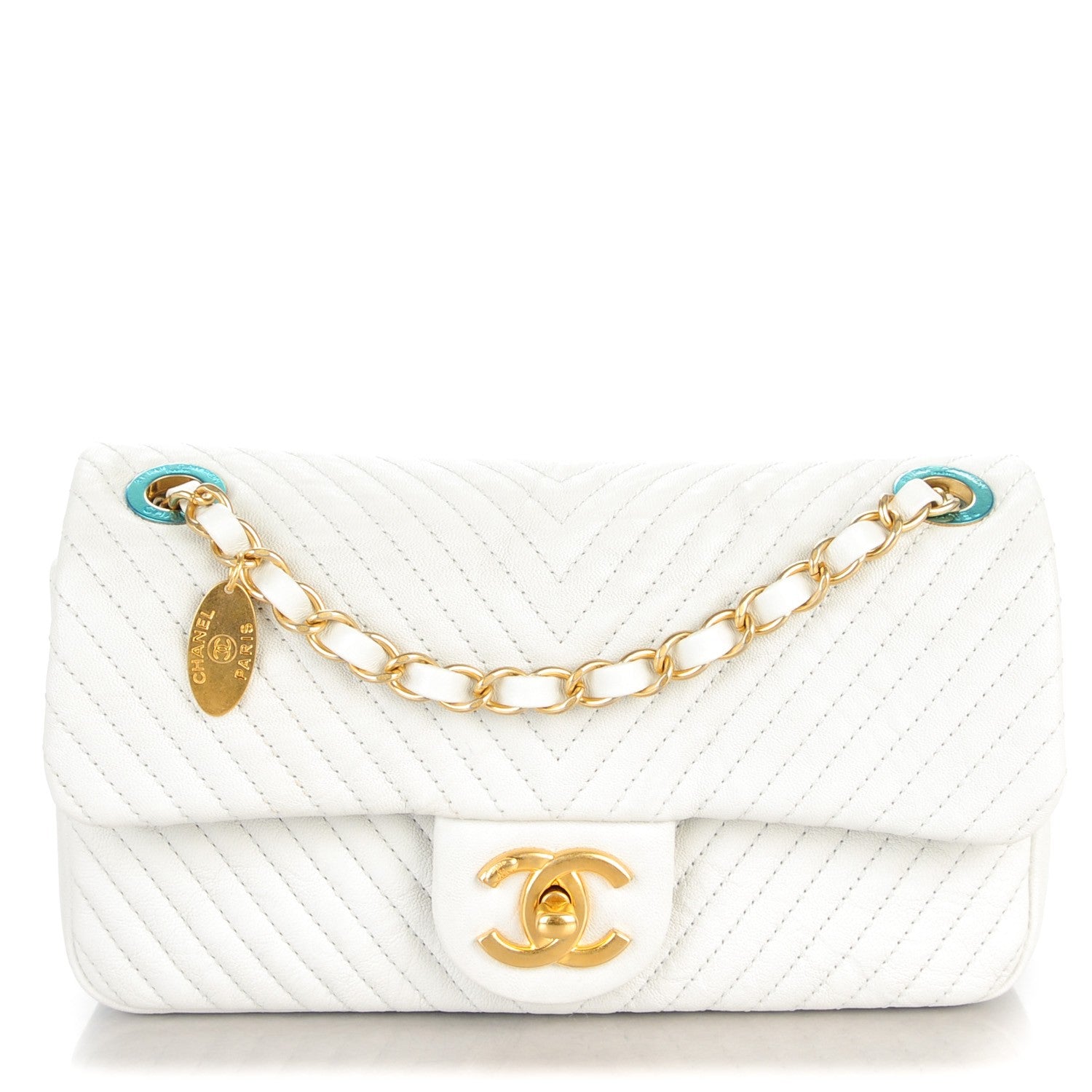 Chanel Wrinkled Lambskin Chevron Quilted Small Flap White 1 of 9
