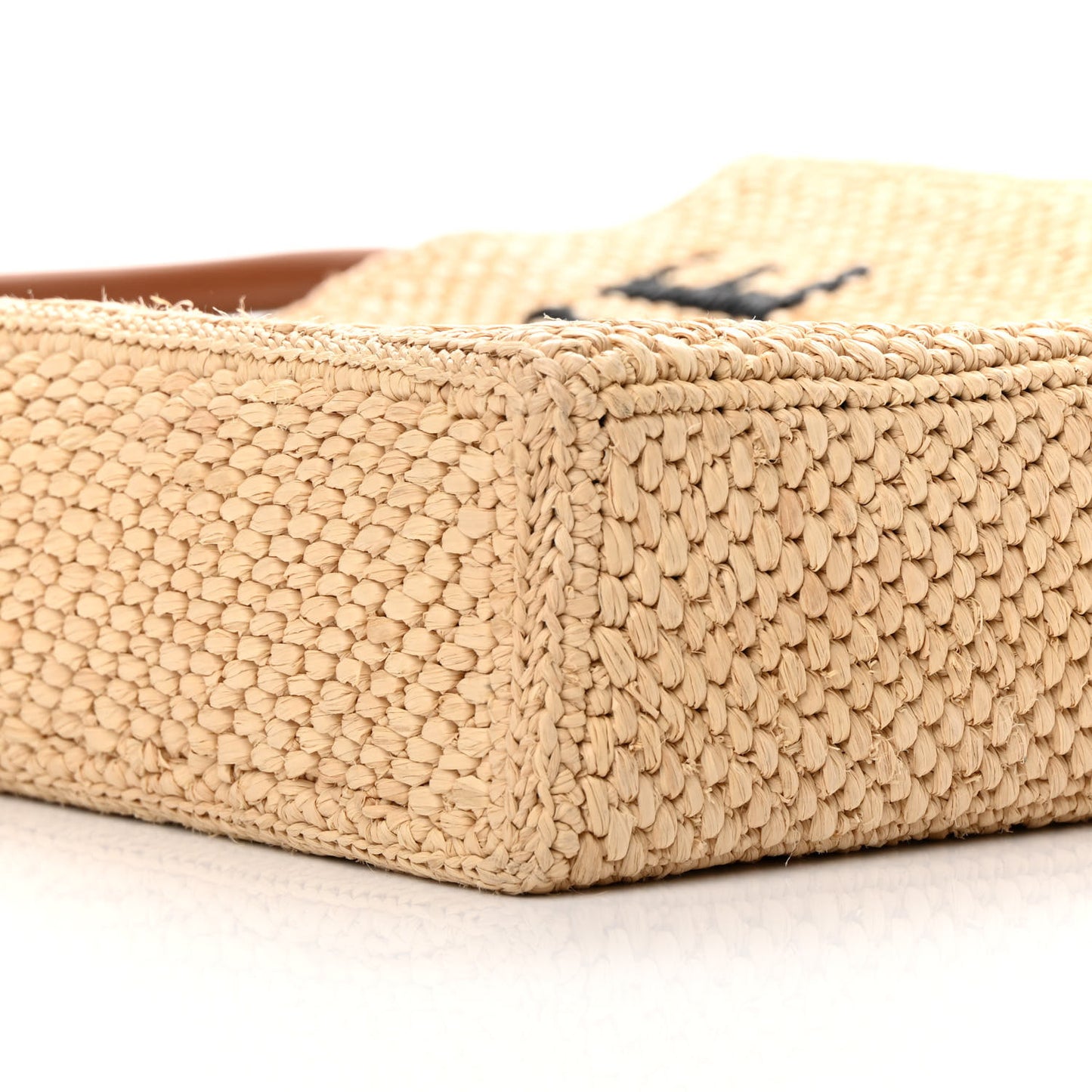 Raffia Calfskin Standard A4 Tote Bag Natural Black