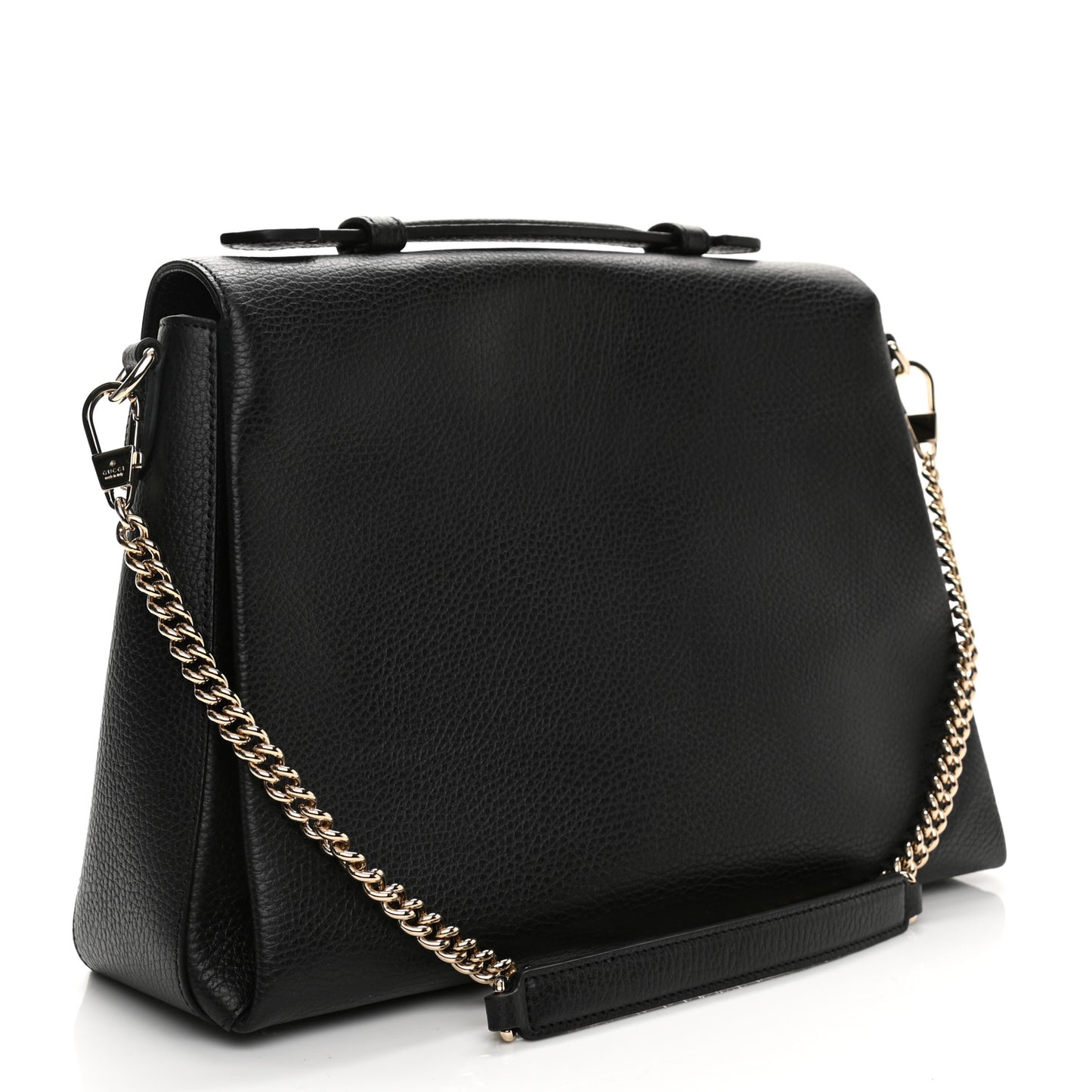 Dollar Calfskin Medium Interlocking G Top Handle Shoulder Bag Black
