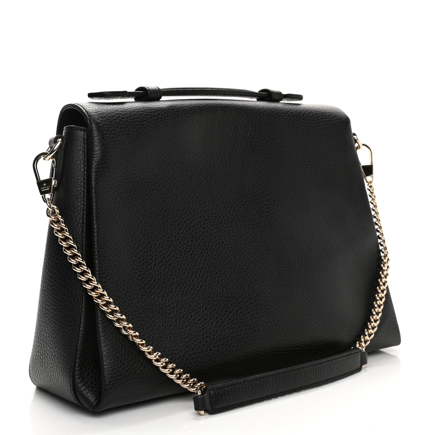 Gucci Dollar Calfskin Medium Interlocking G Top Handle Shoulder Bag Black 3 of 10
