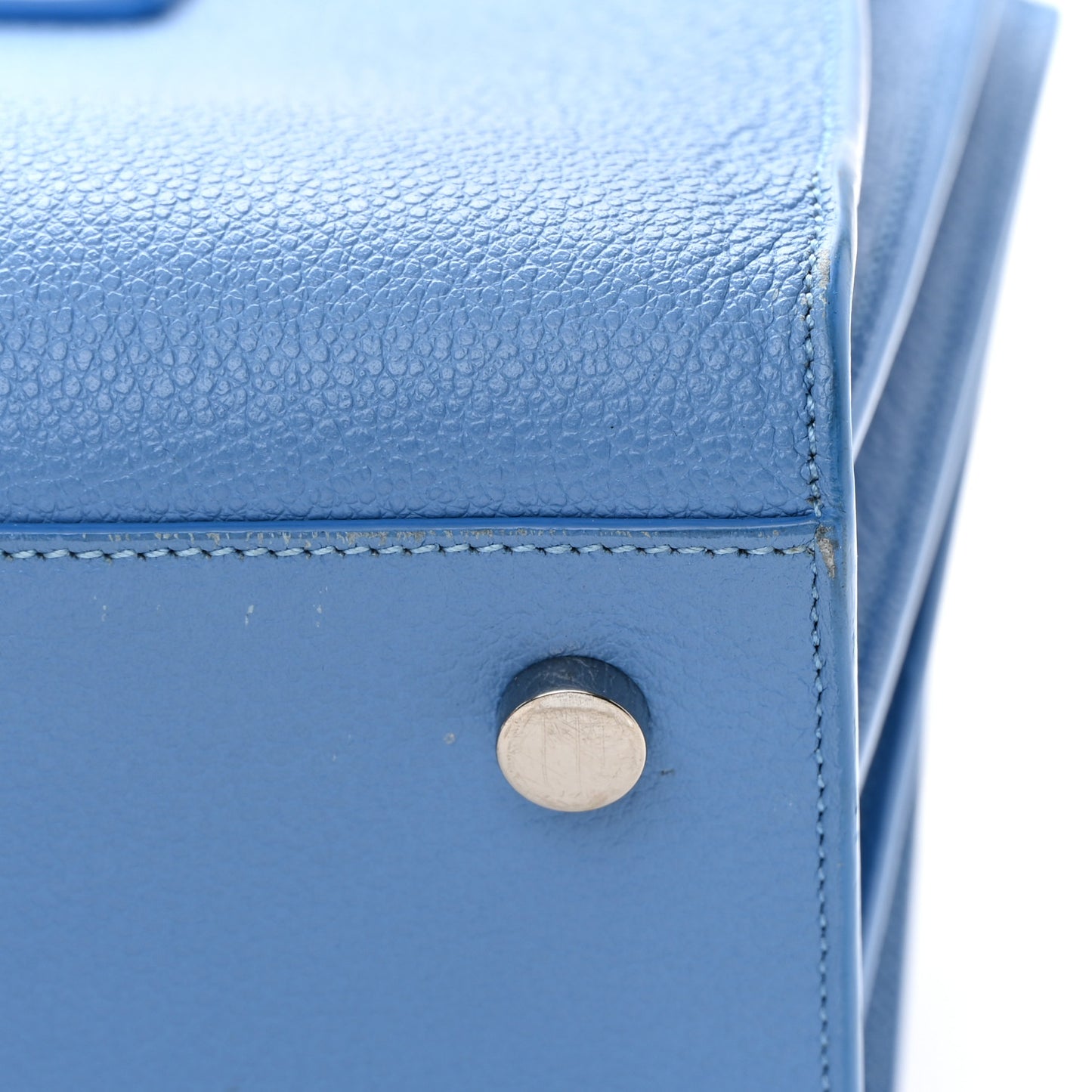 Grained Calfskin Baby Sac De Jour Blue Clair
