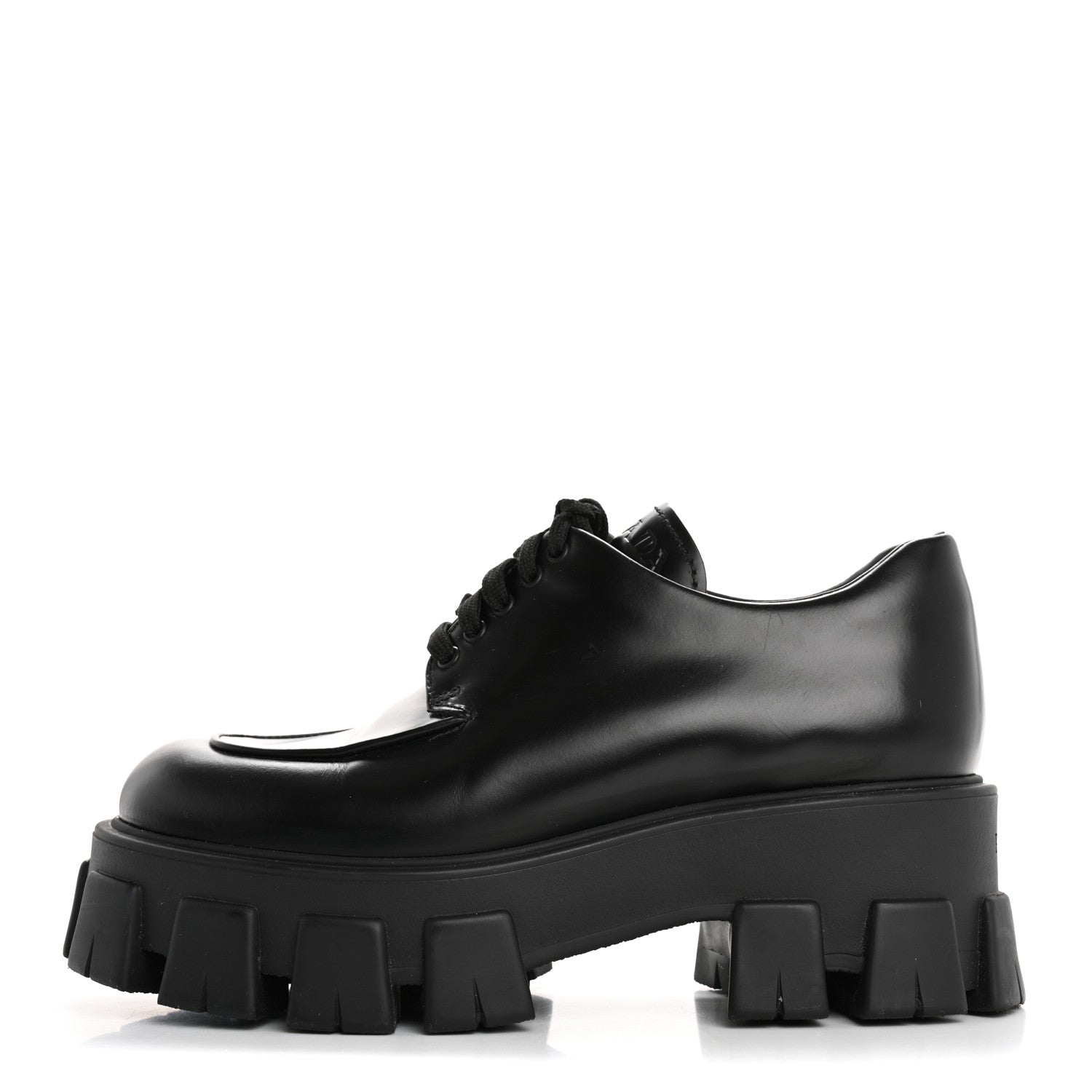 Prada Spazzolato Rois Monolith 55mm Derby Loafers 37 Black 1 of 10
