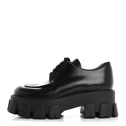 Prada Spazzolato Rois Monolith 55mm Derby Loafers 37 Black 1 of 10