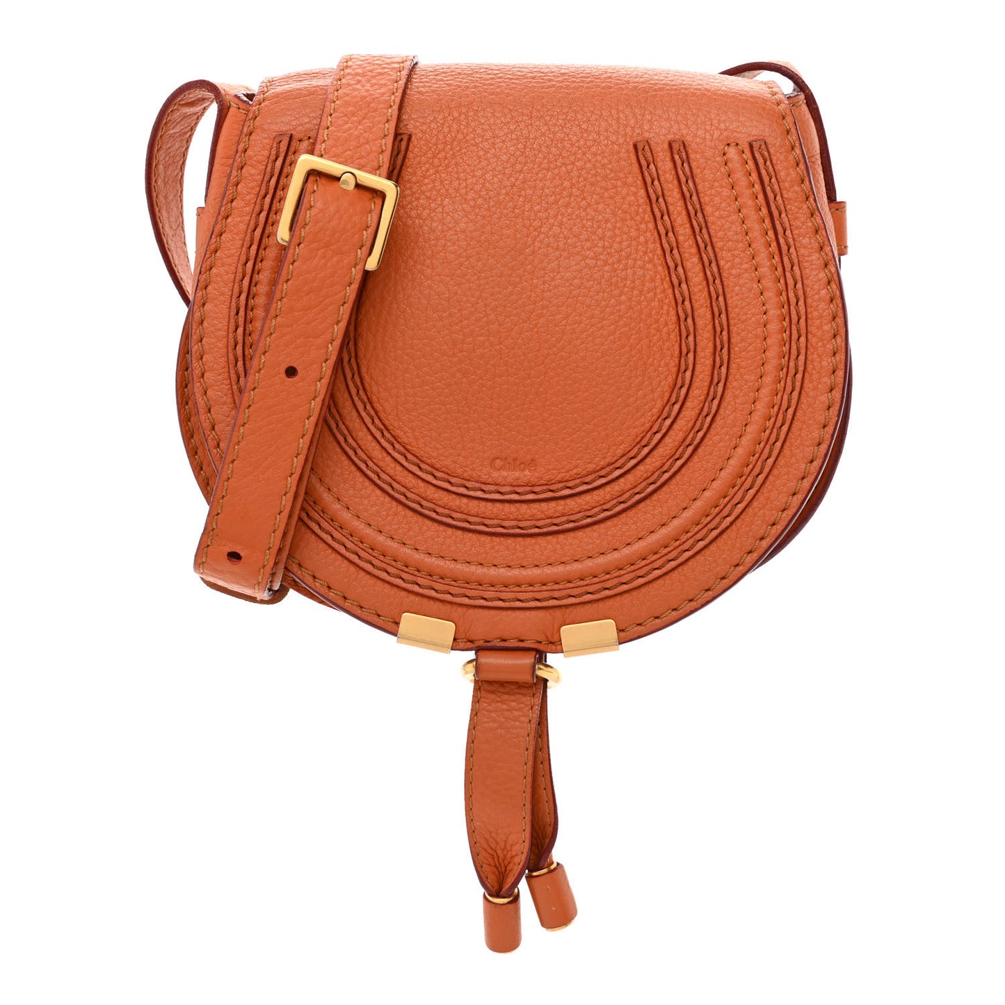 Calfskin Mini Marcie Round Crossbody Bag Orange