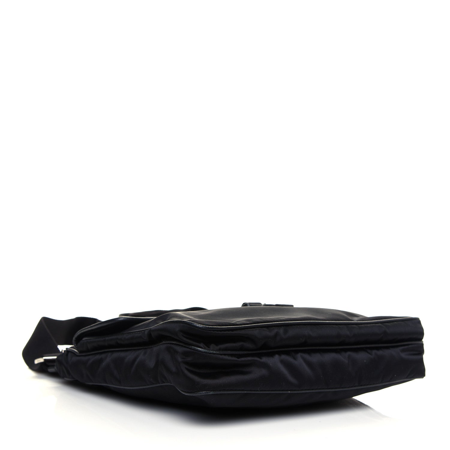 Prada Tessuto Nylon Saffiano Logo Messenger Bag Black 3 of 4