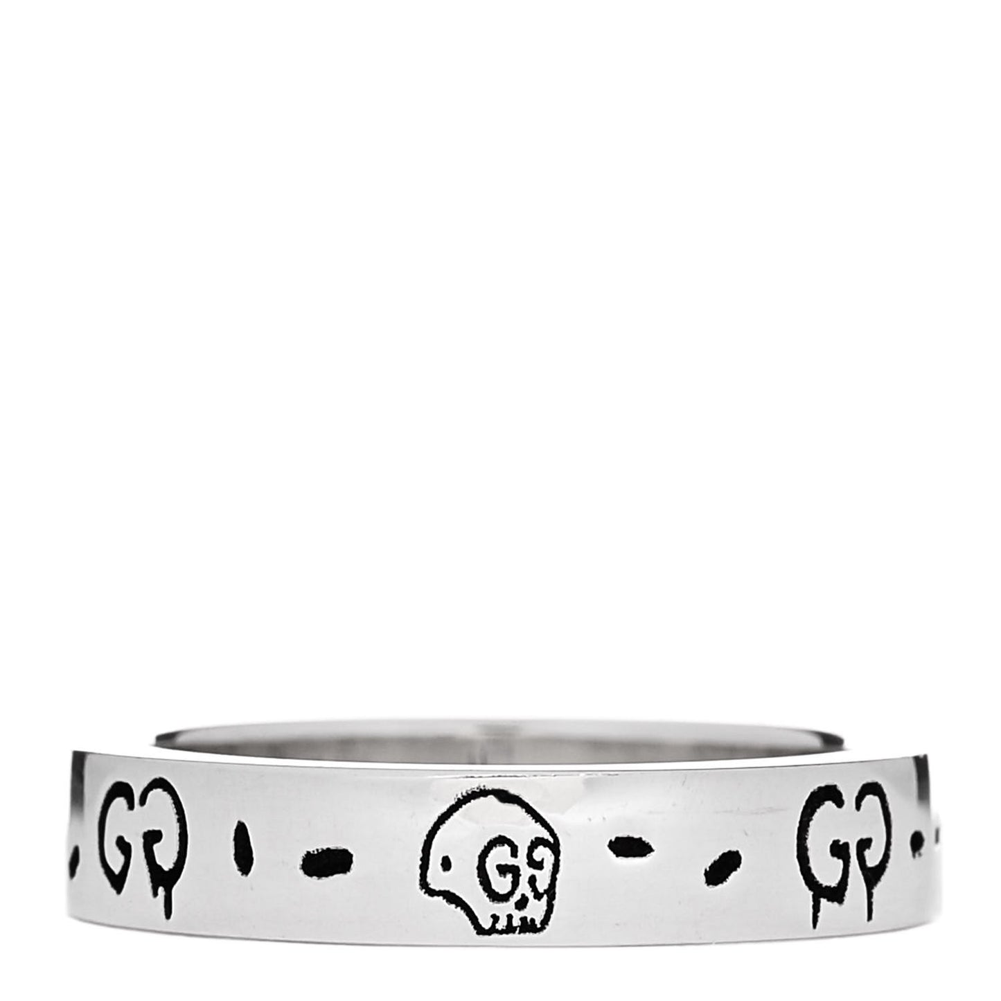 Sterling Silver Narrow GucciGhost Hamlet Skull Ring 50 5.5