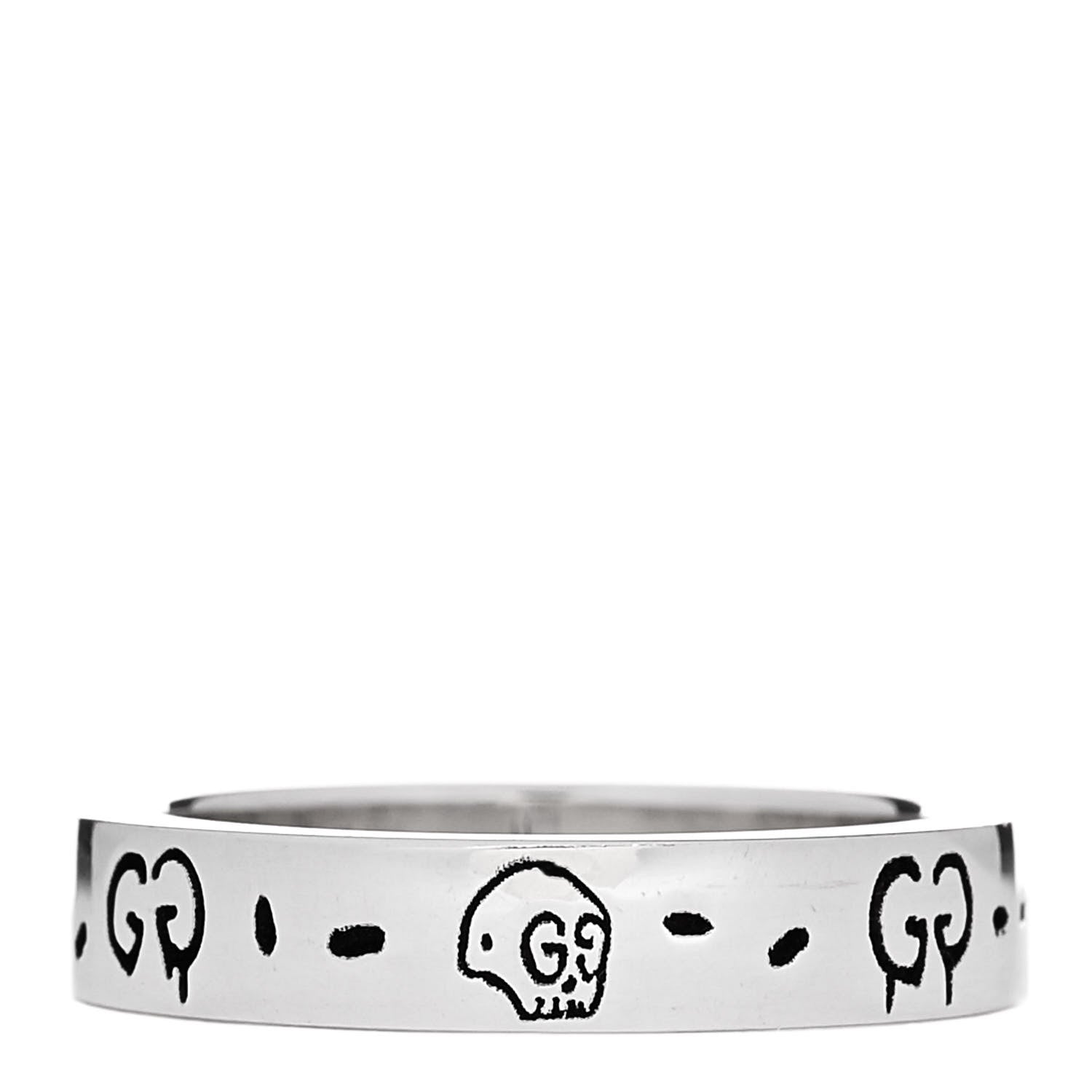 Gucci Sterling Silver Narrow GucciGhost Hamlet Skull Ring 50 5.5 1 of 6