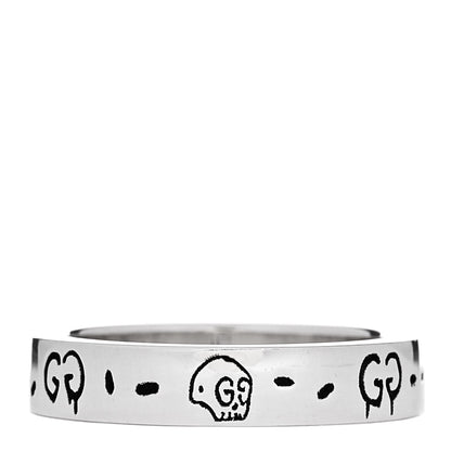 Gucci Sterling Silver Narrow GucciGhost Hamlet Skull Ring 50 5.5 1 of 6