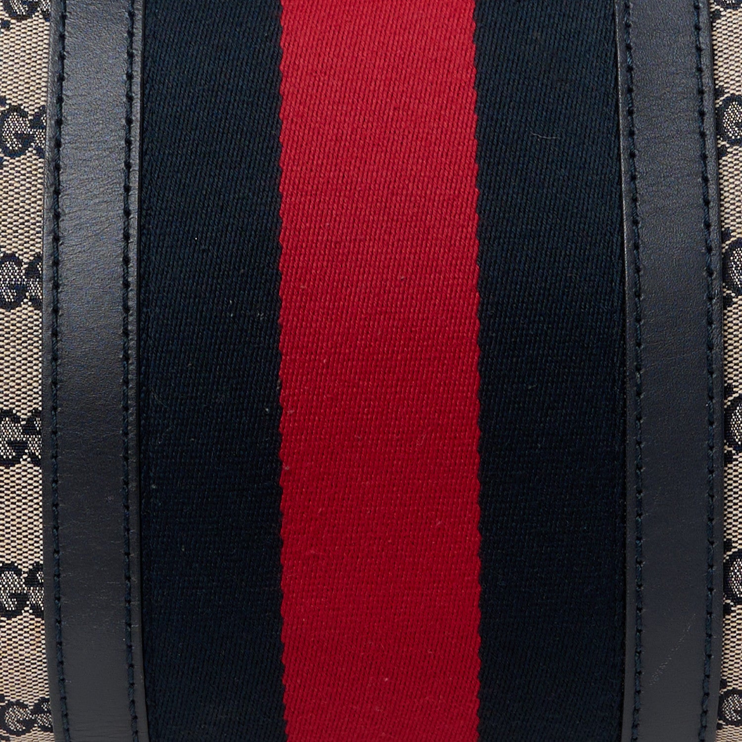 Gucci Monogram Selleria Calfskin Vintage Web Medium Boston Beige Blue 10 of 16